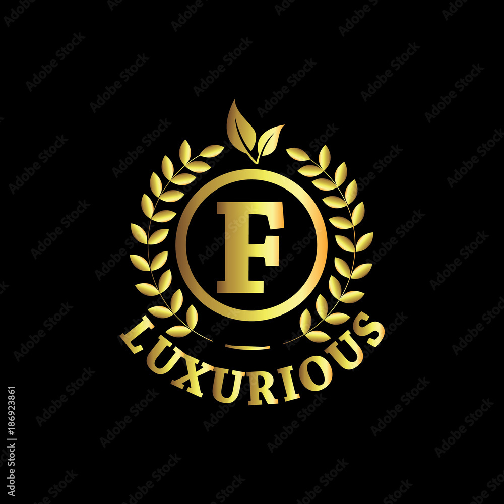 Fototapeta premium F Luxurious Logo Gold Vector Template Design