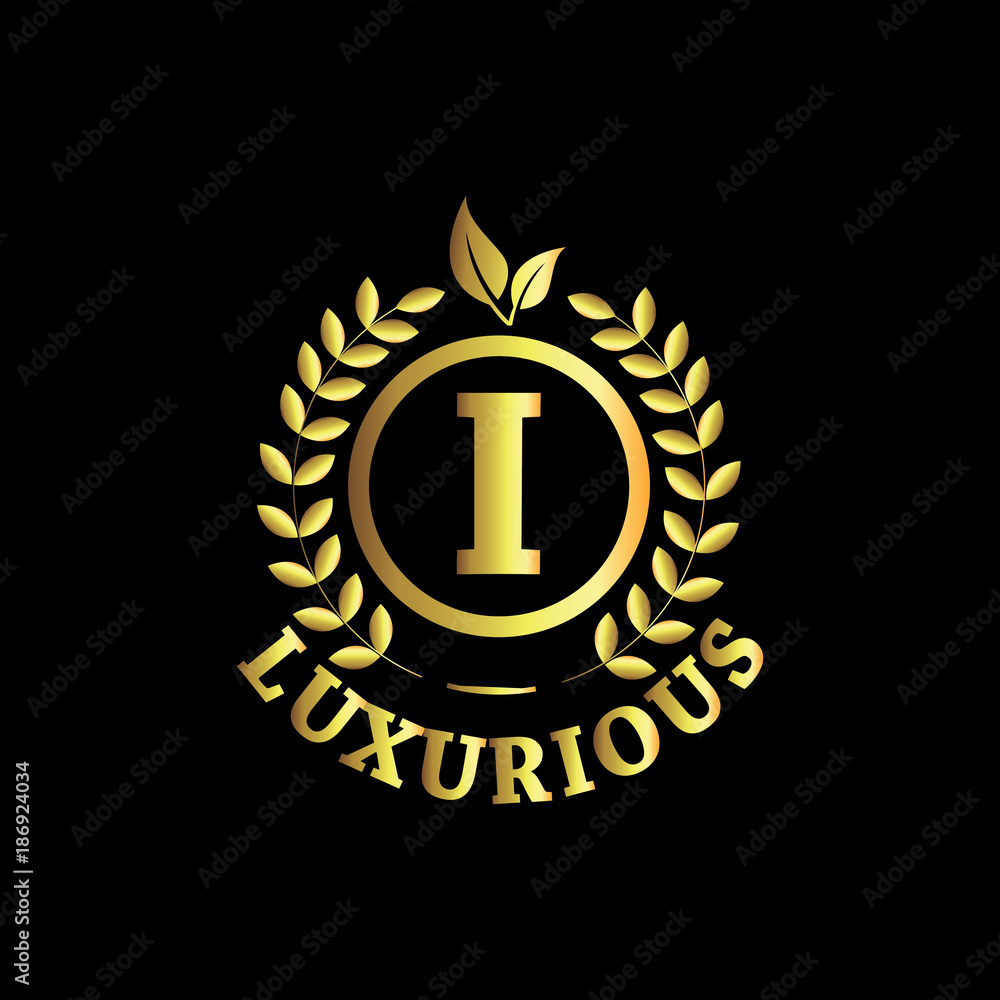 Naklejka premium I Luxurious Logo Gold Vector Template Design