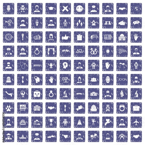 100 handshake icons set grunge sapphire