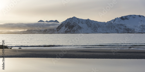 Scenic view of sea at sunset, Lofoten, Nordland, Norway