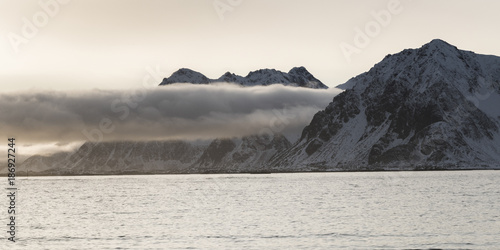Scenic view of sea at sunset, Lofoten, Nordland, Norway