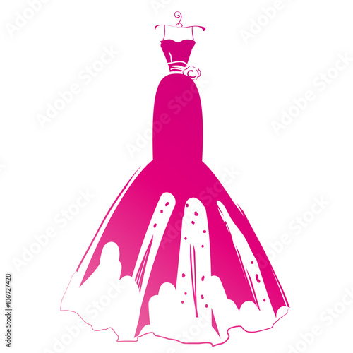 wedding dress design, pink  and white