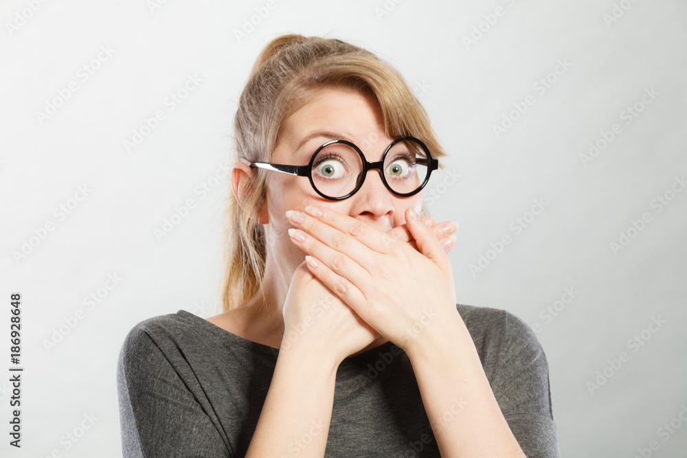 Scared frightened young female. Scared frightened young female.