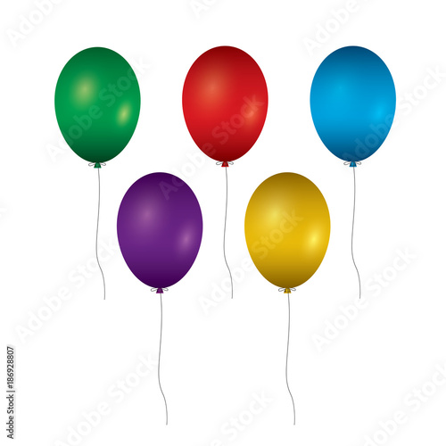 Colorful balloons isolated on white background. Vector Illustration.