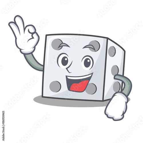 Okay dice character cartoon style