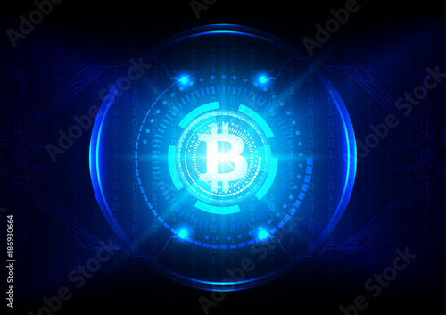 abstract circuit with bitcoin technology background. illustration vector design