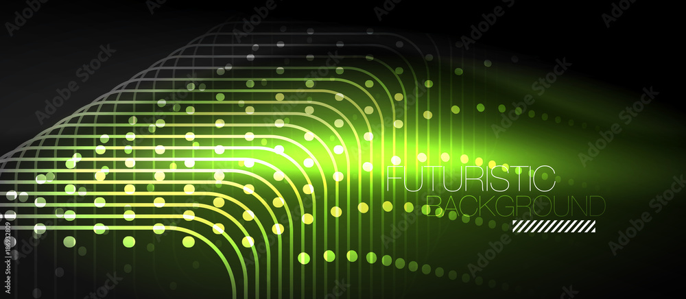 Fototapeta premium Neon glowing techno lines