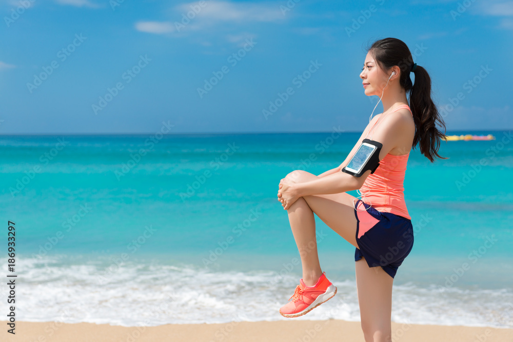 side view photo of beautiful smiling woman athlete side view photo of beautiful smiling woman athlete