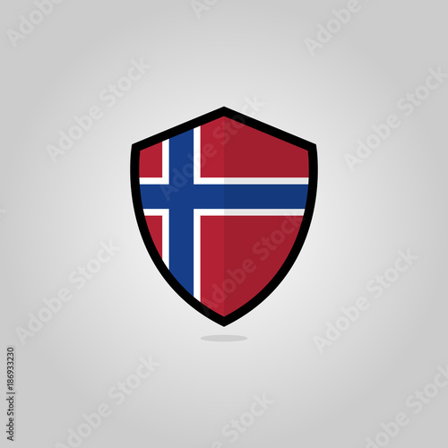 Norwegian Flag Flat Vector Shield Badge