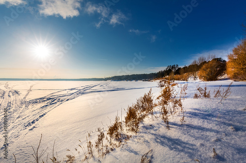 Winter landscape on the river. Berdsk  Siberia  Russia