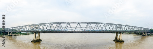 "Bayint Naung" bridge (No.1) in Yangon, Myanmar. Wide angle view. Jan-2018. "Bayint Naung" is an ancient Myanmar king.