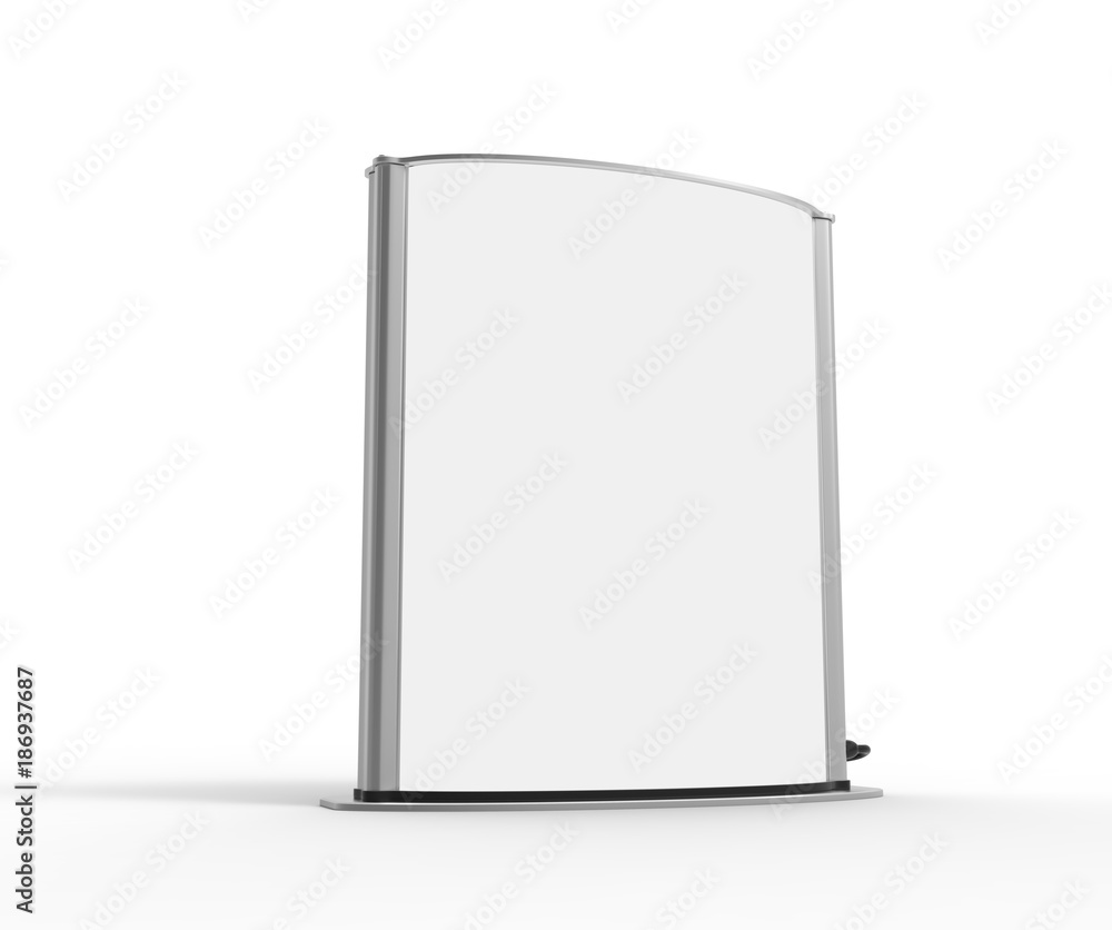 Curved totem poster light advertising display stand. 3d render illustration. Curved totem poster light advertising display stand. 3d render illustration.