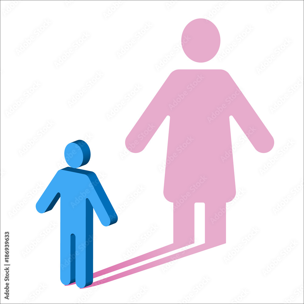 Fototapeta premium Gender identity. The symbol of a man, casting a shadow of a woman.