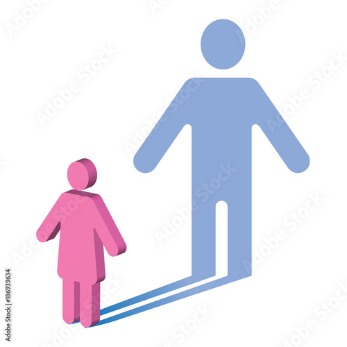 Gender identity. The symbol of a woman, casting a shadow of a man.