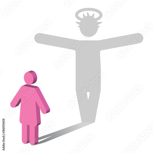 Messiah Complex. The symbol of a woman, casting a shadow of Jesus.