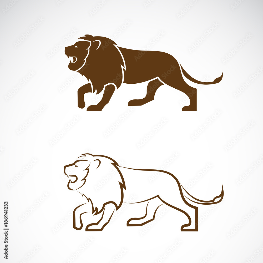 Vector of a male lion design on white background. Wild Animals. Easy editable layered vector illustration. Vector of a male lion design on white background. Wild Animals. Easy editable layered vector illustration.