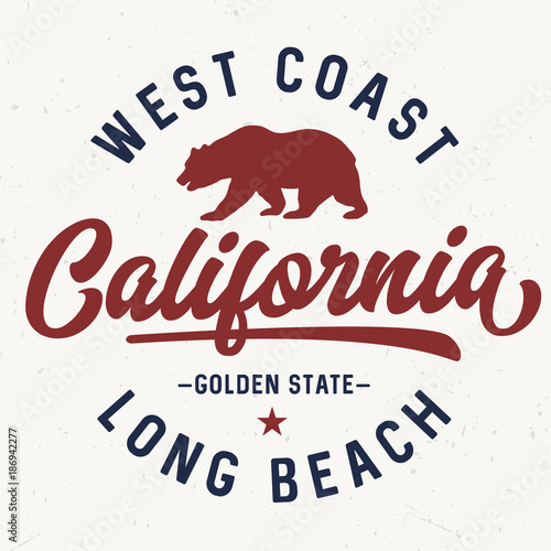 West Coast California, Golden State - Tee Design For Print 