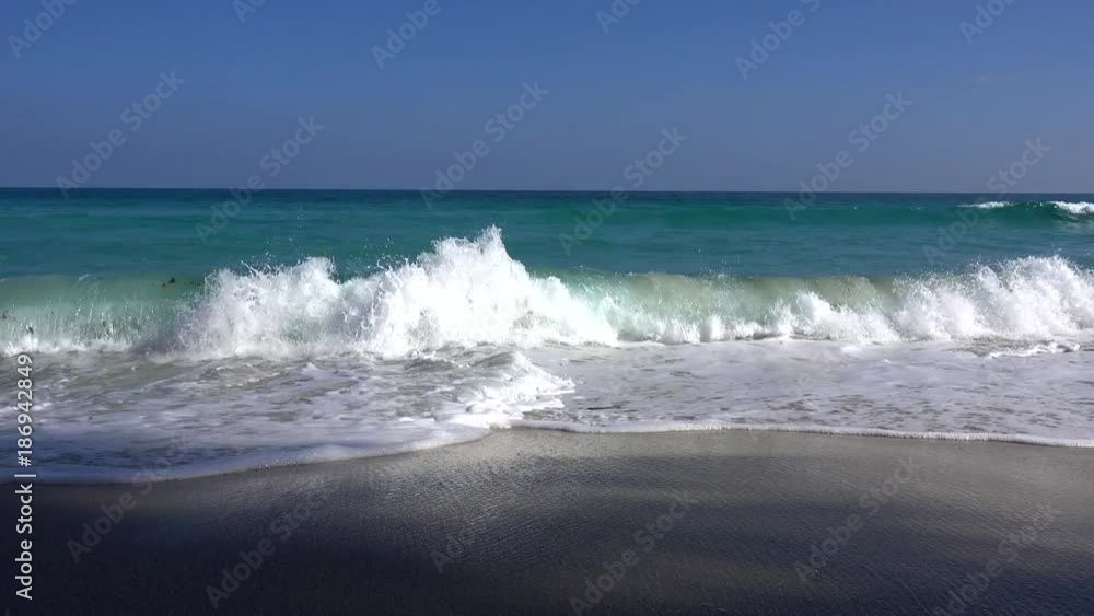 Ocean seascape scenic off Koh Samui, Thailand with wave crashing on sandy shore. Ocean seascape scenic off Koh Samui, Thailand with wave crashing on sandy shore.