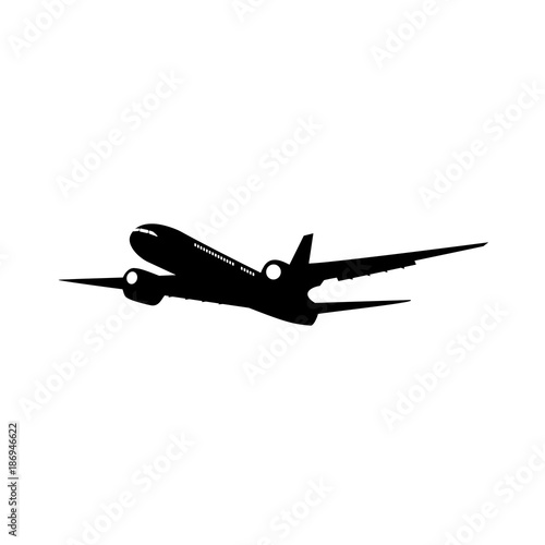 Blue and white plane vector icon