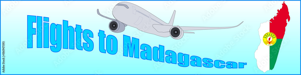 Banner with the inscription Flights to Madagascar Banner with the inscription Flights to Madagascar