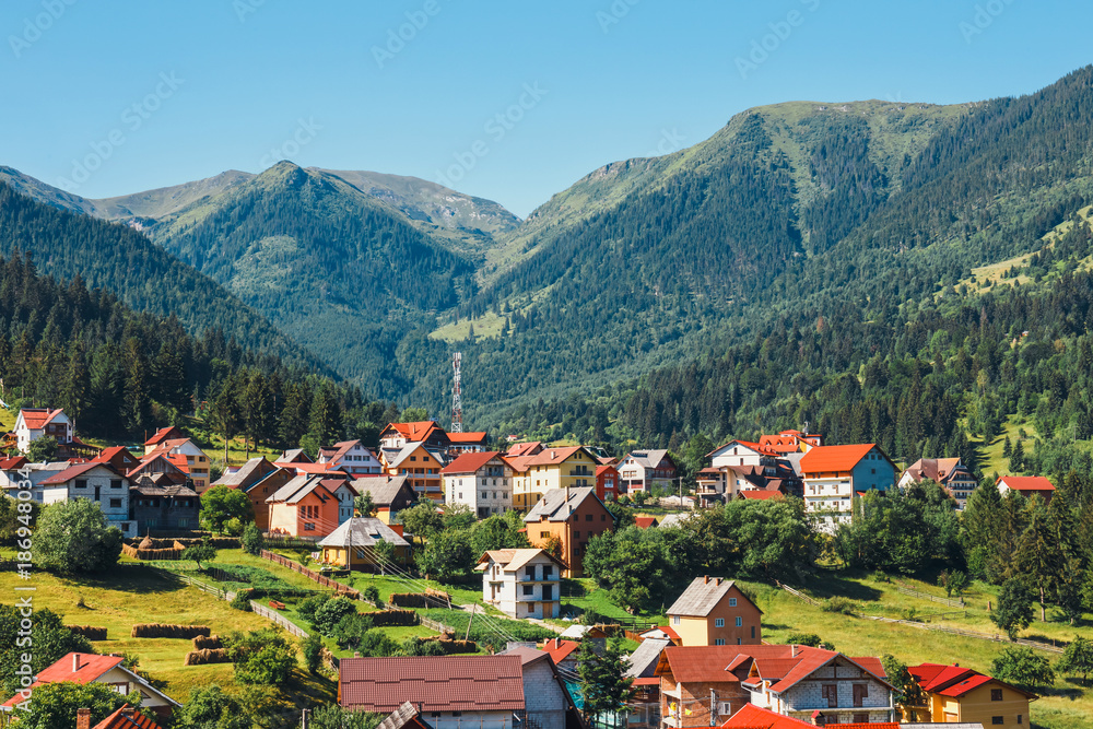 Small village in the Romanian Carpathians, summer season, Romania