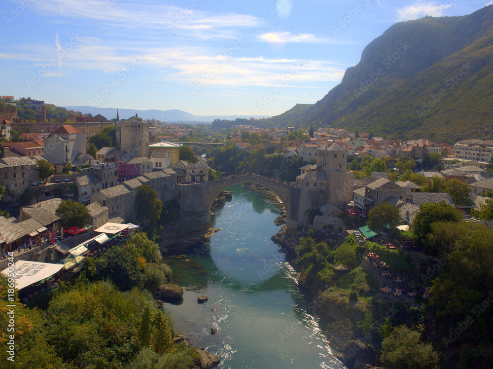 View of the mostar bridge in Bosnia and Herzegovina