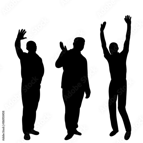 vector  isolated silhouette of men are happy