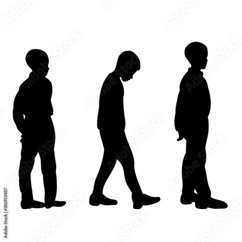 silhouette of children boys, collection