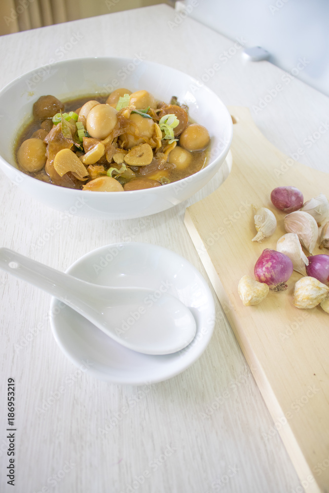 Quail Eggs with Soy Sauce, Fried Tempeh, Indonesian Food | Asian Food Quail Eggs with Soy Sauce, Fried Tempeh, Indonesian Food | Asian Food