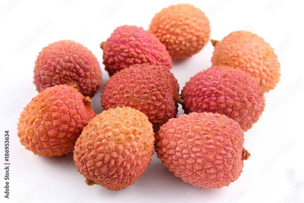 lychee fruits isolated on a white background lychee fruits isolated on a white background