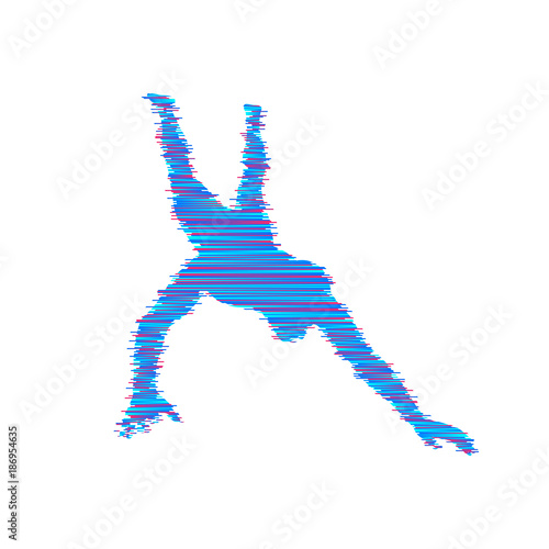 Man falling down. Jumping man. 3D model of man. Element for sport design. Vector illustration.