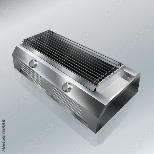 grill stove stainless steel. vector realistic file.