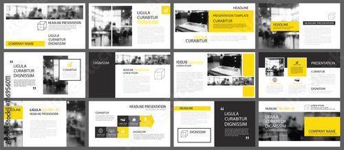 Yellow presentation templates and infographics elements background. Use for business annual report, flyer, corporate marketing, leaflet, advertising, brochure, modern style.
