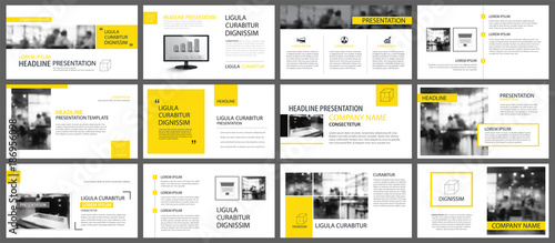 Yellow and white element for slide infographic on background. Presentation template. Use for business annual report, flyer, corporate marketing, leaflet, advertising, brochure, modern style.