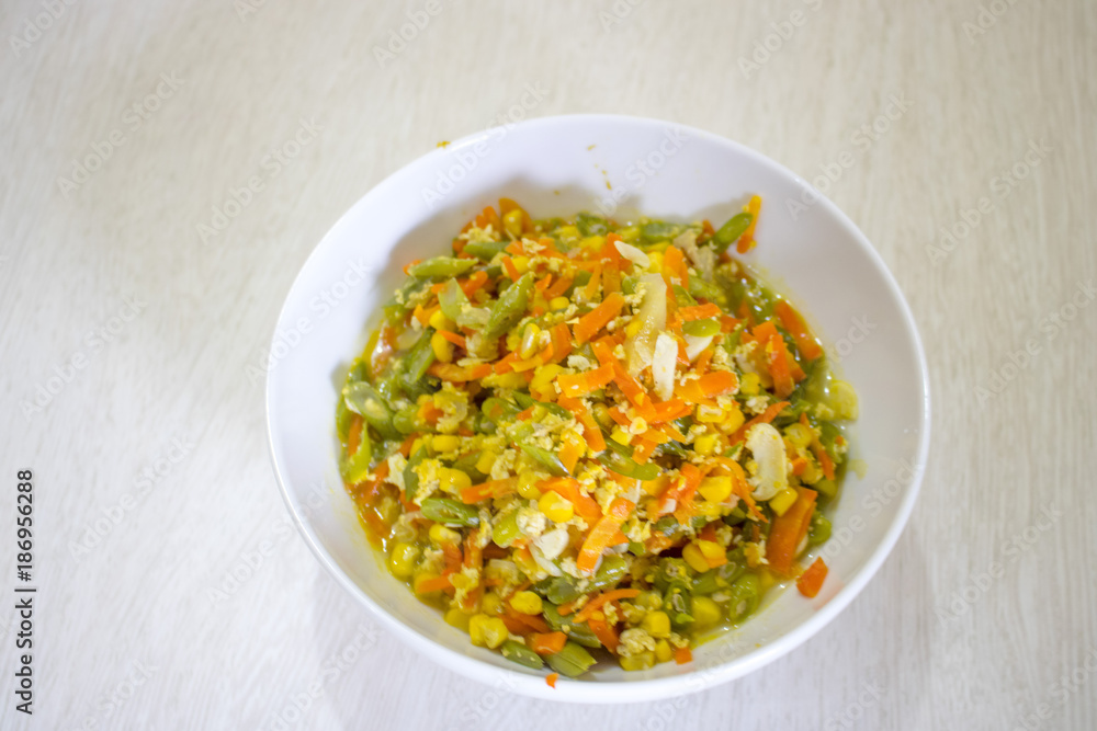 Salad Vegetables with Corn, Carrot, Long Beans, Indonesian Food | Assian Food Salad Vegetables with Corn, Carrot, Long Beans, Indonesian Food | Assian Food