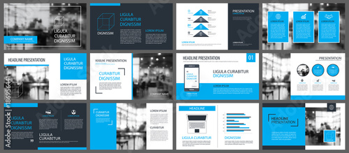 Blue presentation templates and infographics elements background. Use for business annual report, flyer, corporate marketing, leaflet, advertising, brochure, modern style.
