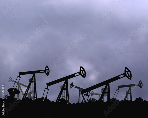 Mining equipment gas. The background of the cloudy sky.