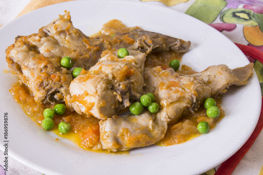 stew of rabbit with carrot and peas stew of rabbit with carrot and peas