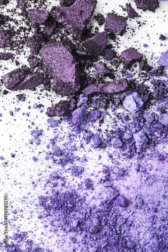 top view of crushed purple cosmetic eye shadows