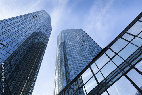 Germany, Frankfurt, facades of Deutsche Bank skyscrapers