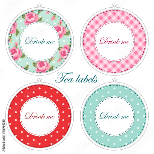 Tea party printables as tea labels,cupcake toppers or tags in shabby chic style