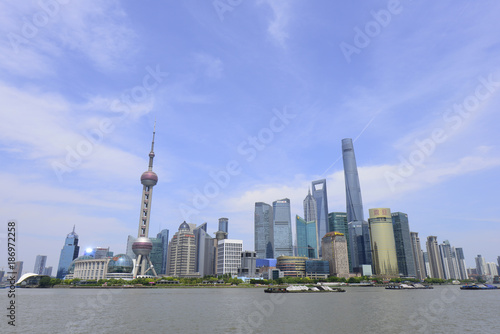 Shanghai - May 22: beautiful bund of Shanghai pudong new area of landscape, May 22, 2015, Shanghai, China,