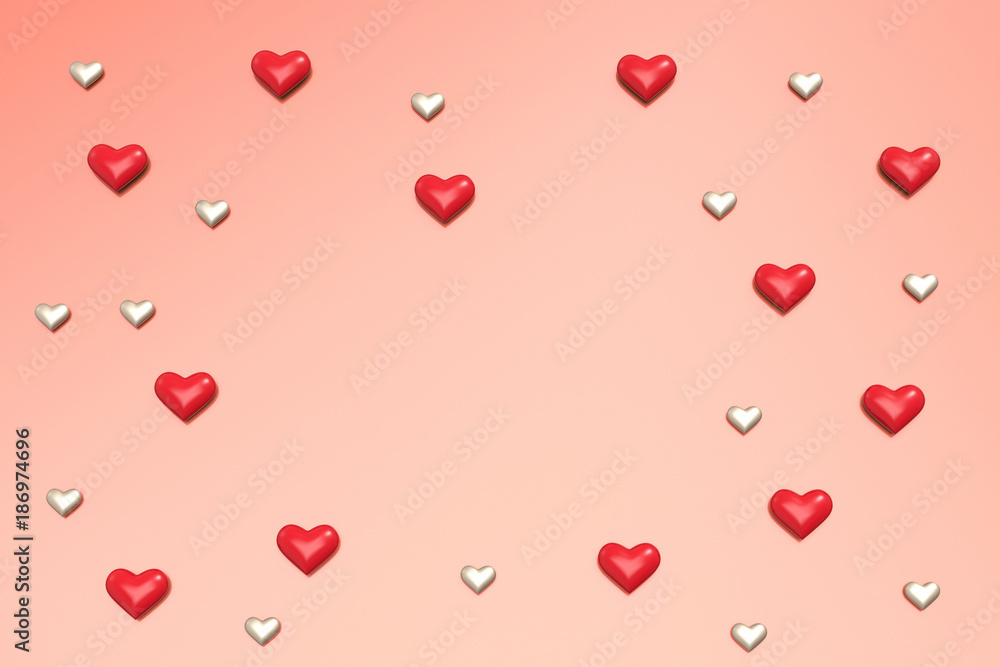 Valentine Hearts pattern background. 3d render.