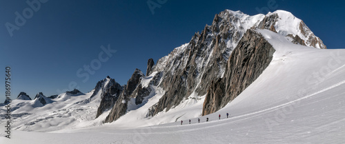 France, Chamonix, Mont Blanc range, mountaineers at Mont Blanc du Tacul photo