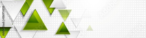 Green and grey triangles tech web banner