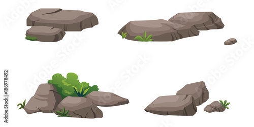 The stones and shrubs decorate the garden beautifully.