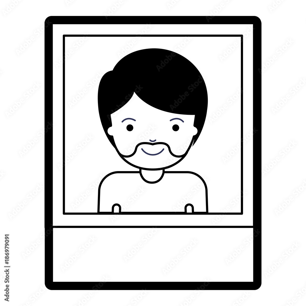 identification photo of guy with short hair and van dyke beard in black silhouette with thick contour identification photo of guy with short hair and van dyke beard in black silhouette with thick contour