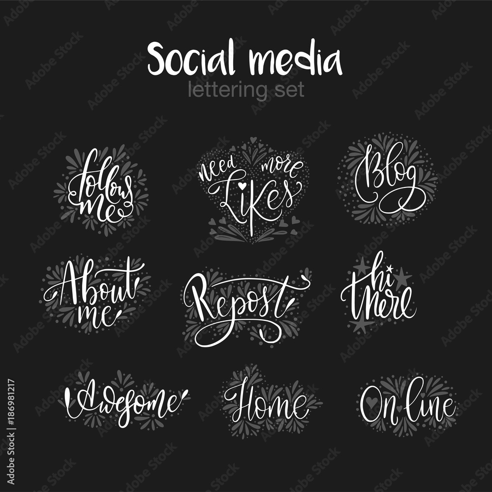 Social media lettering set. Social media lettering set.