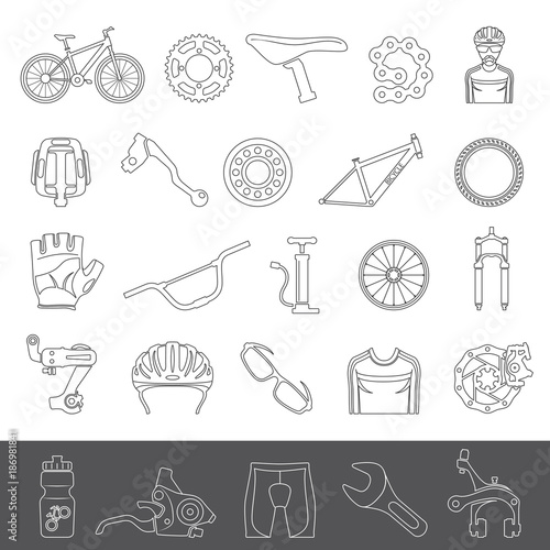 Line Icons - Bicycle Parts and Equipment