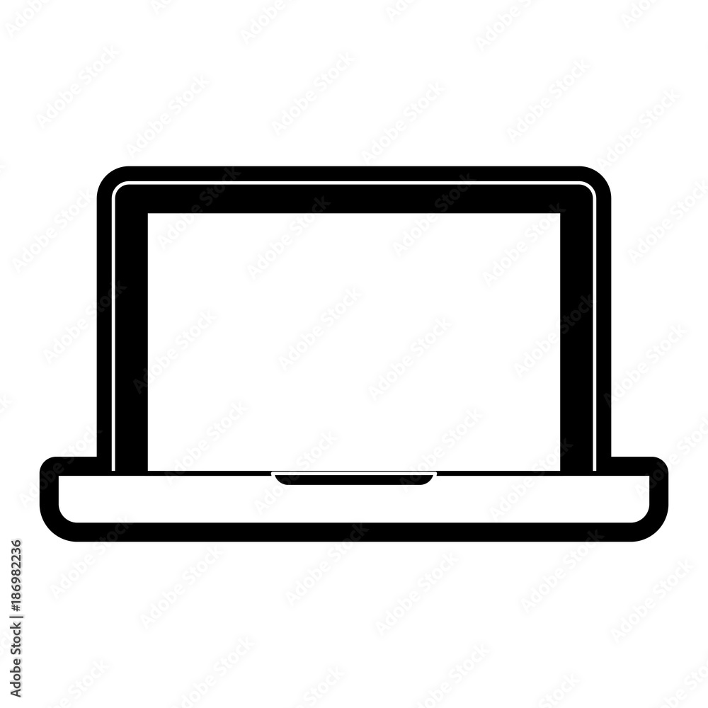 laptop computer icon in black silhouette with thick contour laptop computer icon in black silhouette with thick contour